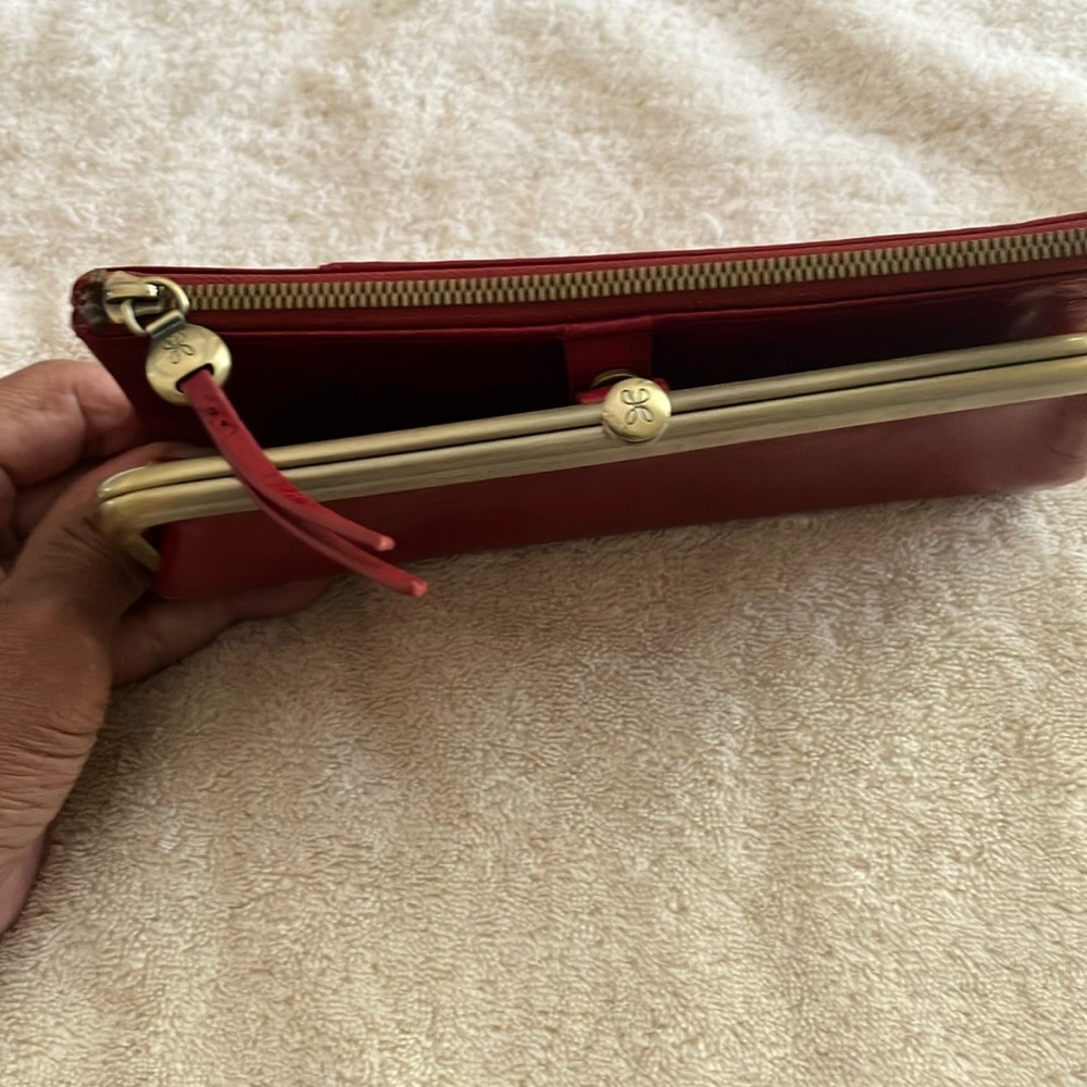 HOBO Red Wallet with Zipper Closure and Smooth Leather Finish. - Picture 3 of 10